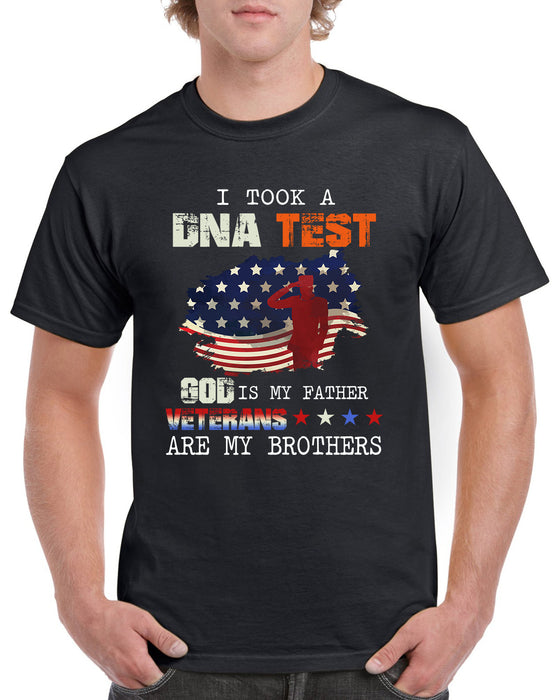 Classic T-Shirt For Veteran I Took DNA Test God Is My Father Veterans Are My Brothers USA Flag & Soldier Printed