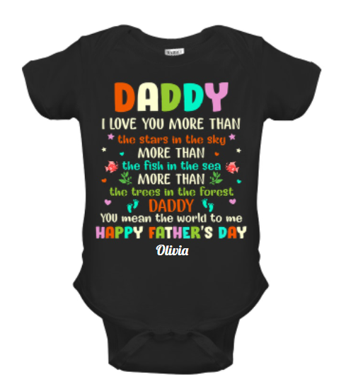 Personalized Baby Onesie For Newborn Baby Happy Father's Day Cute Funny Colorful Message Printed Custom Name