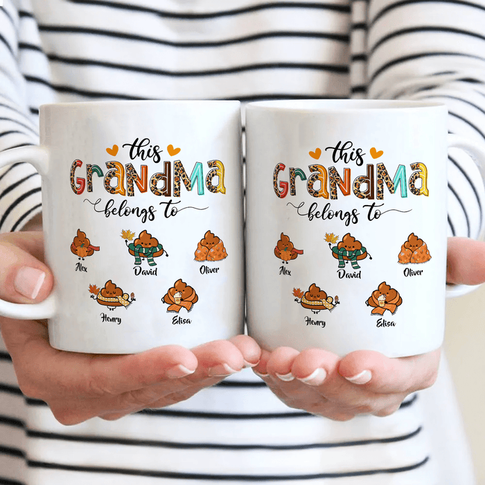 Personalized Ceramic Coffee Mug For Grandma Funny Shits Print Leopard Design Custom Grandkids Name 11 15oz Autumn Cup