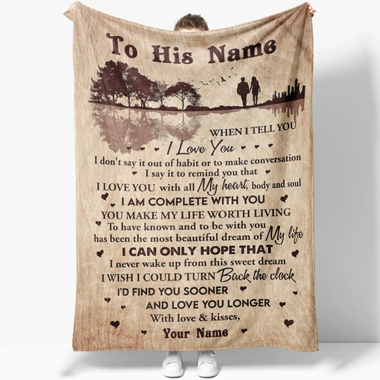 Personalized Vintage Blanket For To My Husband From Wife I Love You With All My Heart Print Customized Fleece Blanket