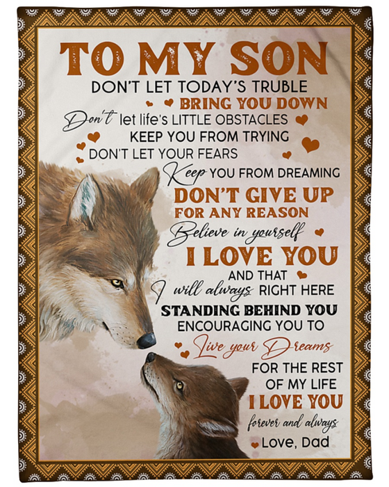 Wolf Family Loving Gifts for Daddy Customized Blanket Premium Soft Cozy Warm lightweight Gifts for Fathers Day