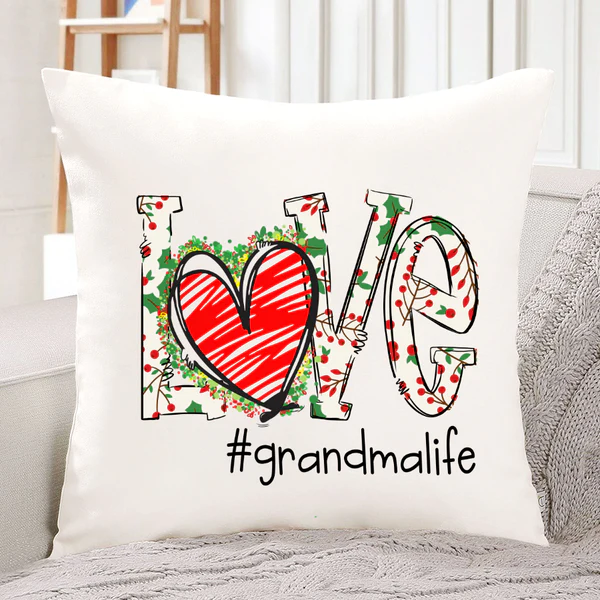 Personalized Square Pillow Gifts For Grandma Love Berry Heart Nana Life Custom Nickname Sofa Cushion For Christmas