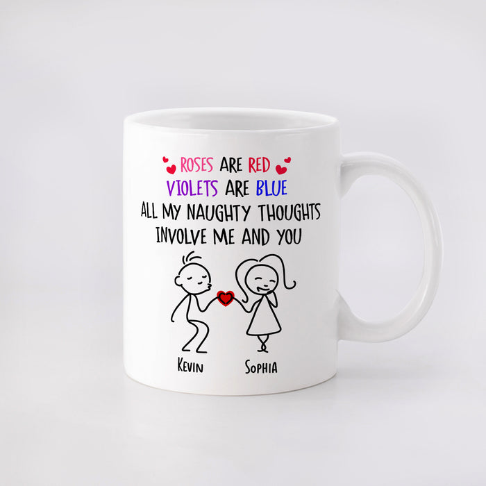 Personalized Romantic Mug For Couple All My Naughty Thoughts Funny Couple Custom Name 11 15oz Ceramic Coffee Cup