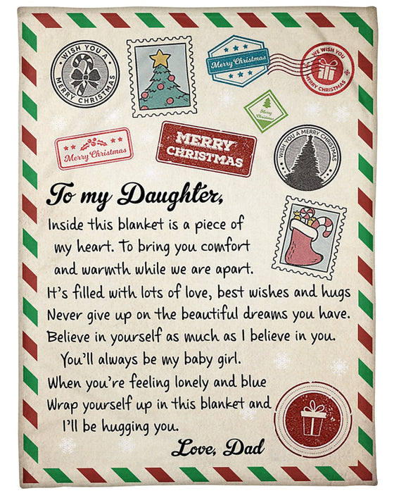 Personalized To My Daughter Blanket From Mom Dad Vintage Letter Christmas Card  Custom Name Gifts For Birthday