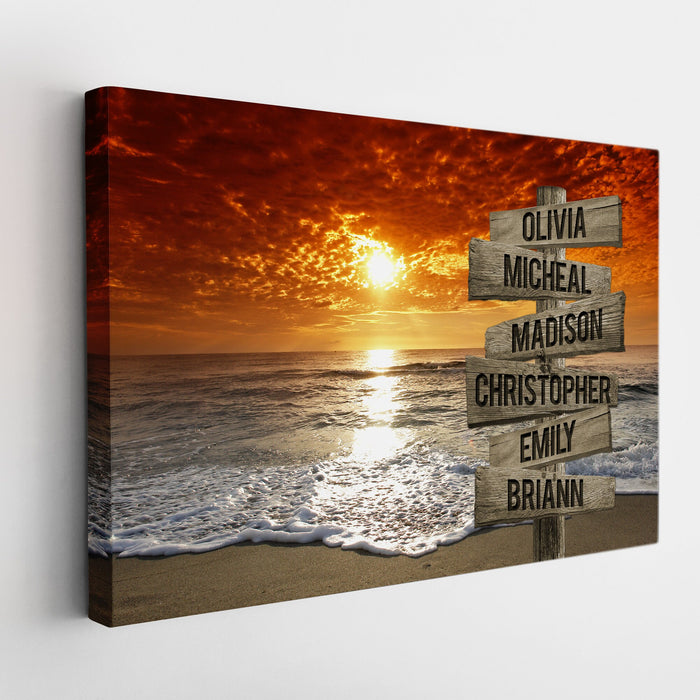 Personalized Canvas Wall Art Gifts For Family Beach Ocean Sunset Street Signs Custom Name Poster Prints Wall Decor
