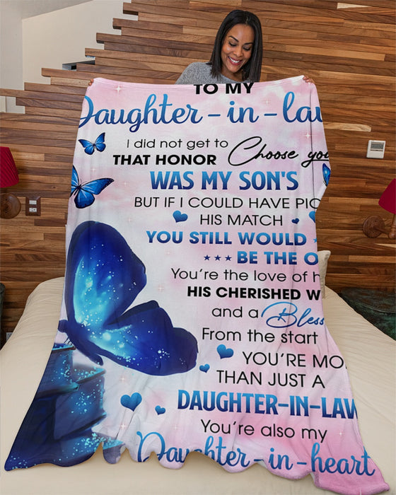 Personalized Blanket To My Daughter-in-law From Mom Butterfly And Books Print Galaxy Background Custom Name
