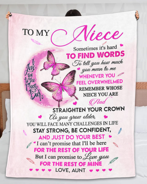 Personalized To My Niece Blanket From Aunt Uncle Butterflies Stay Strong Be Confident  Custom Name Gifts For Christmas
