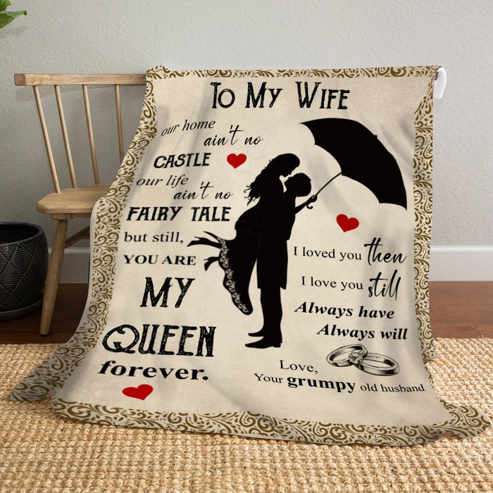 Personalized Lovely Blanket To My Wife You Are My Queen Forever Sweet Couple Print Custom Name Blanket For Valentines