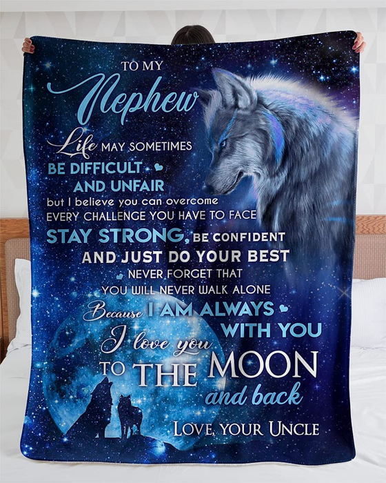 Personalized To My Nephew Blanket From Auntie Uncle Wolves Life Sometimes Be Difficult Custom Name Gifts For Christmas