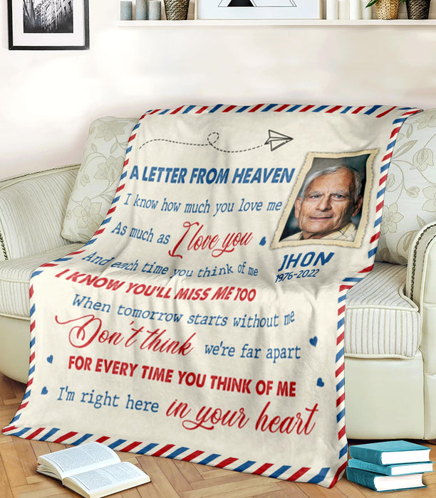 Personalized Memorial Blanket For Loss Of Loved Ones I Know You'll Miss Me Too Letter Custom Name Photo Keepsake Gifts