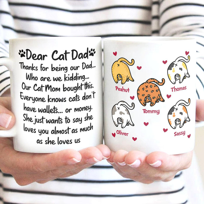 Personalized Ceramic Coffee Mug For Cat Dad Our Cat Mom Bought It Cute Cat Print Custom Cat's Name 11 15oz Cup