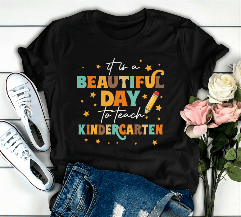 Personalized T-Shirt For Teachers Beautiful Day To Teach Colorful Design Custom Grade Level Back To School Outfit