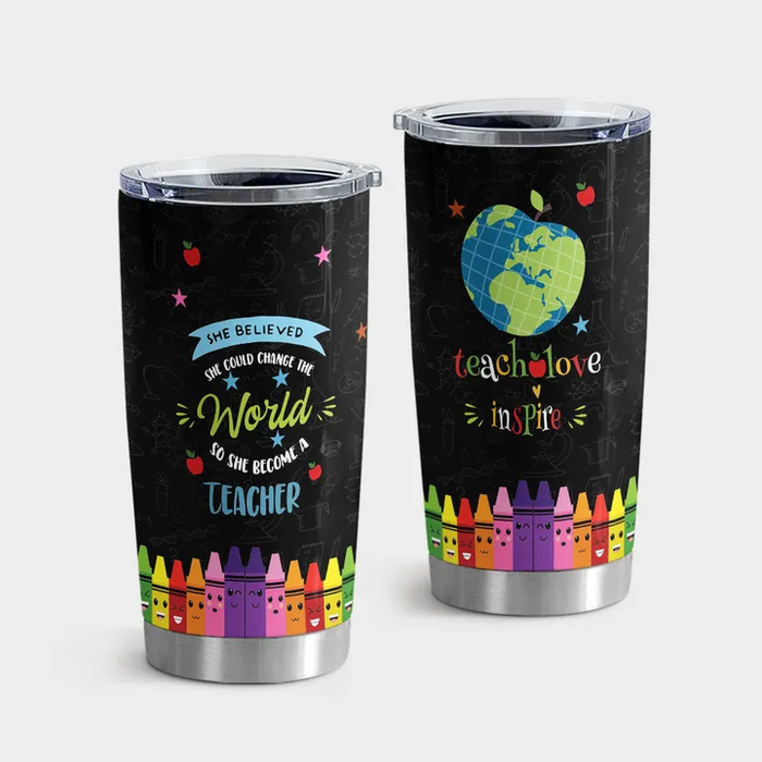 Travel Tumbler For Teacher Appreciation 20oz Novelty Cup She Believe She Could Change The World Back To School Gifts