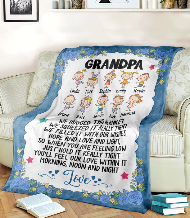 Personalized Blanket To My Grandpa From Grandkid We Hugged This Blanket Flower Print Custom Grandkids Name