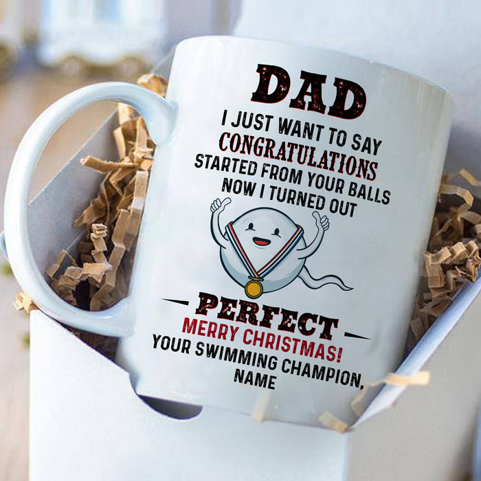 Personalized Coffee Mug For Dad From Kids Started From Your Balls Funny Sperm Custom Name Ceramic Cup Gifts For Birthday