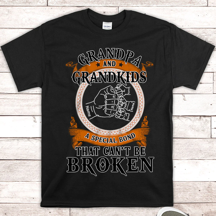 Personalized T-Shirt For Grandpa Fist Bump Design A Special Bond Custom Grandkids Name Father's Day Shirt