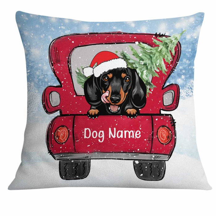 Personalized Square Pillow Gifts For Dog Owner Christmas Car Tree Pet Lovers Custom Name Sofa Cushion For Christmas