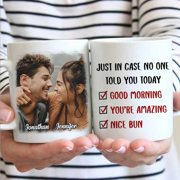 Personalized Coffee Mug Gifts For Couple Good Morning You're Amazing Nice But Custom Name White Cup For Anniversary