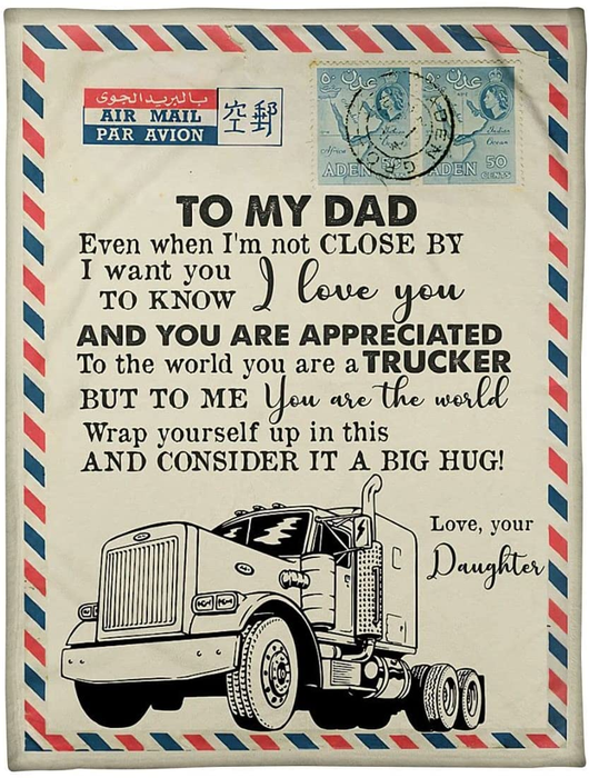 Personalized To My Dad Blanket From Daughter Son Vintage Airmail Letter Trucker Custom Name Gifts For Christmas