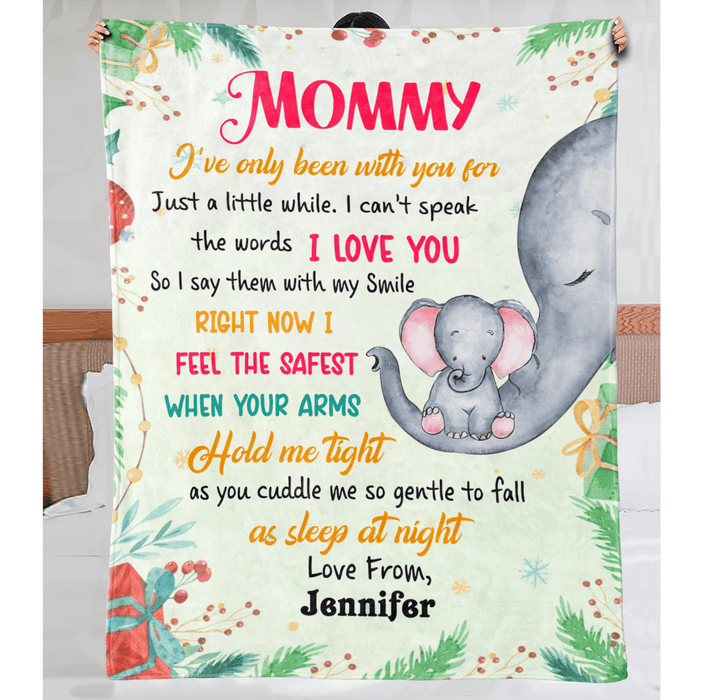 Personalized Blanket For New Mom From Baby I've Only Been With You Cute Elephant Custom Name Gifts For First Christmas