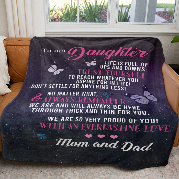 Personalized Dark Fleece Blanket To My Daughter From Dad And Mom Motivation Blanket For Baby Girl Custom Name