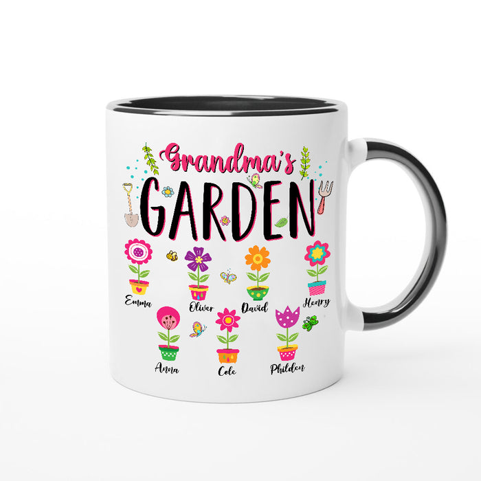 Personalized Coffee Mug For Grandma From Grandkids Nana's Garden Cute Flower Butterflies Custom Mothers Day Gifts