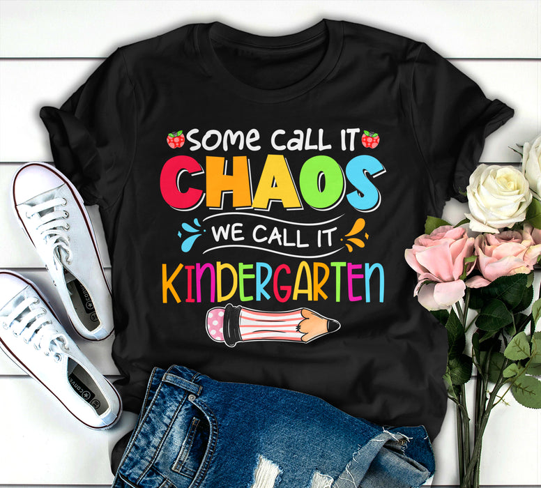 Personalized Unisex T-Shirt For Teachers Some Call It Chaos Colorful Design Custom Name & Grade Level Back To School Outfit