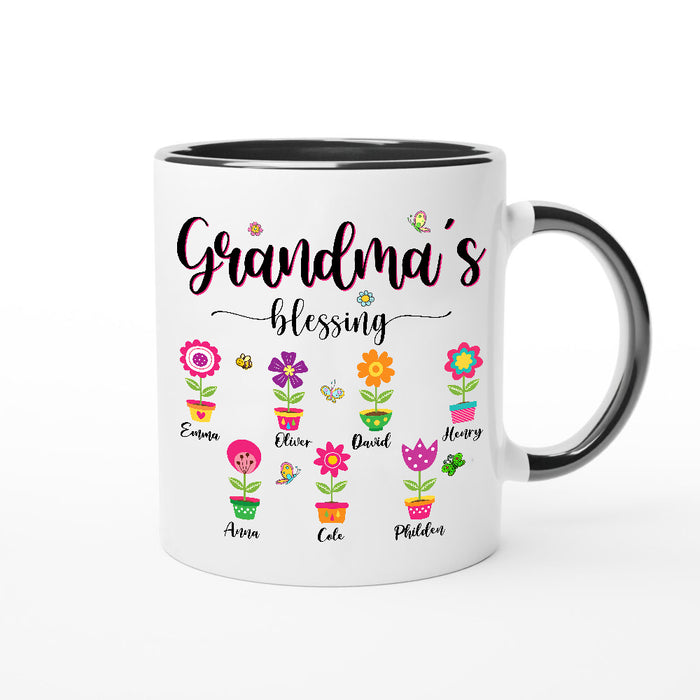 Personalized Coffee Mug For Grandma From Grandchild Nana's Blessing Cute Flower Bee Butterflies Custom Mothers Day Gifts