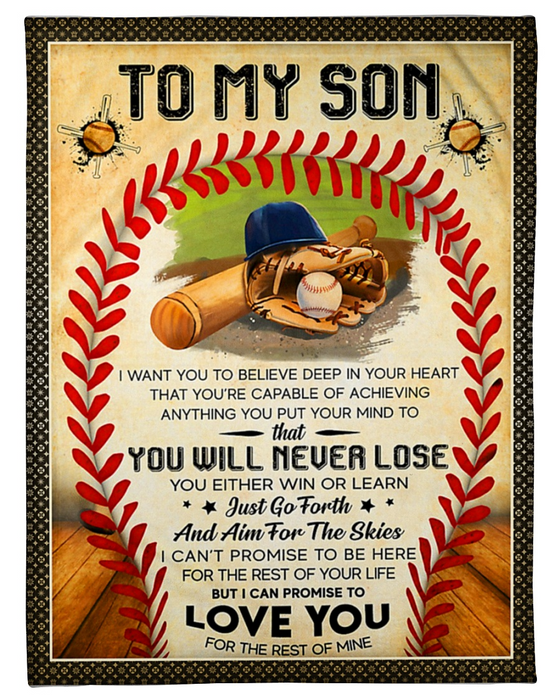 Personalized To My Son Blanket From Dad Mom Custom Name Believe Deep In Heart Baseball Lover Vintage Gifts For Christmas