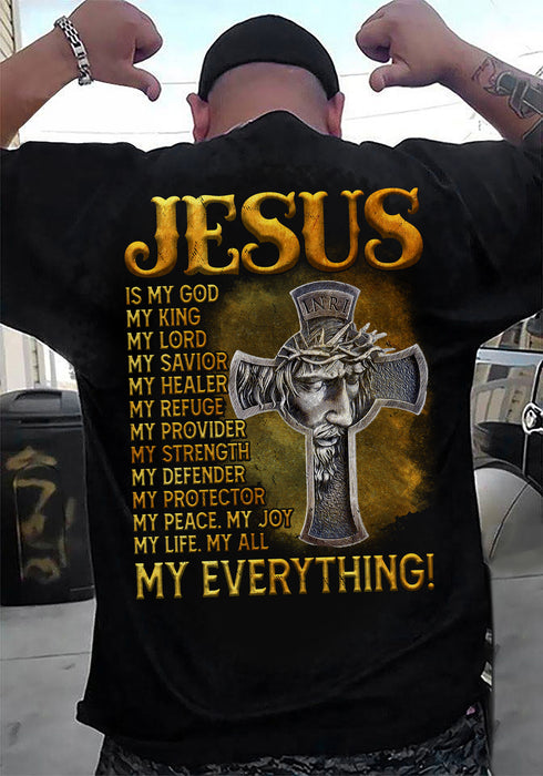 Classic T-Shirt For Men Jesus Is My God My King My Lord My Protector Jesus Christ Cross Printed