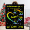 Personalized Blanket For Grandma Nana Whenever You Touch This Heart Handprint Printed Custom Grandkids Name