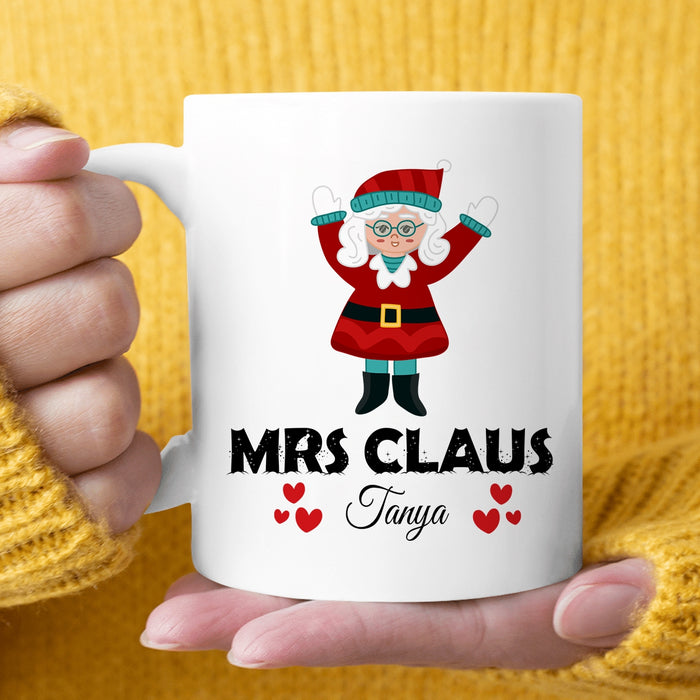 Personalized Coffee Mug Gifts For Couple Cute Santa Claus Mr And Mrs Claus Custom Name White Cup For Anniversary