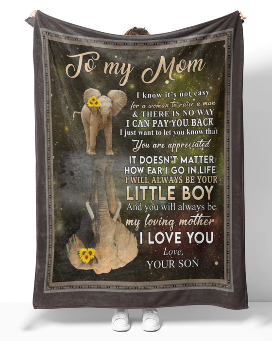 Personalized Premium Blanket To My Mom On Mothers Day Sunflower Elephant & Shadow Blanket Custom Name