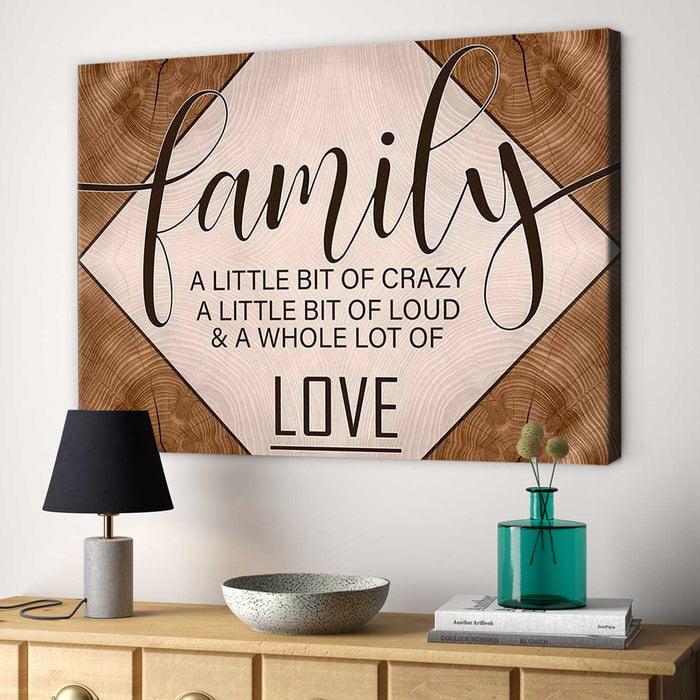 Matte Wall Art Canvas For Family A Little Bit Of Loud A Whole Of Love Vintage Wooden Pattern Poster Printed