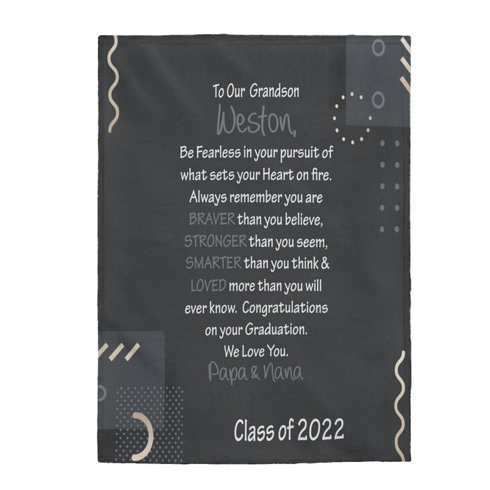 Personalized Graduation Blanket To Grandson From Grandparent Be Fearless In Your Pursuit Class Of 2022 Custom Name