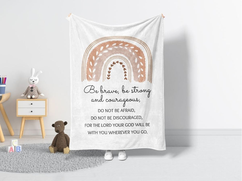 To My Goddaughter Blanket From Godparents Boho Rainbow Be Strong And Courageous Baptism Gifts Christening Gifts