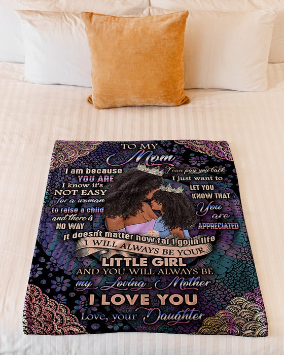 Personalized Mandala Fleece Blanket To My Black Mom Princess Mommy And Baby Girl Print Customized Name Blankets