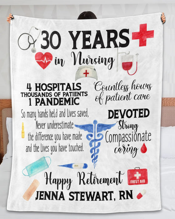 Personalized Happy Retirement Blanket For Nurse Devoted Medical Equipment & Supplies Print Custom Name & Year