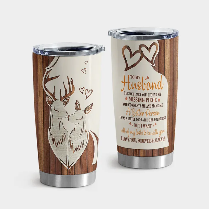 Personalized To My Husband Tumbler From Wife Hunting Deer Day I Met You Wooden Vintage Custom Name Gifts For Birthday
