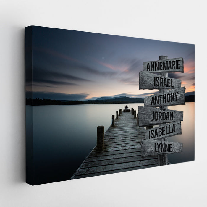 Personalized Canvas Wall Art Gifts For Family Sunset Lake Dock Family Street Signs Custom Name Poster Prints Wall Decor
