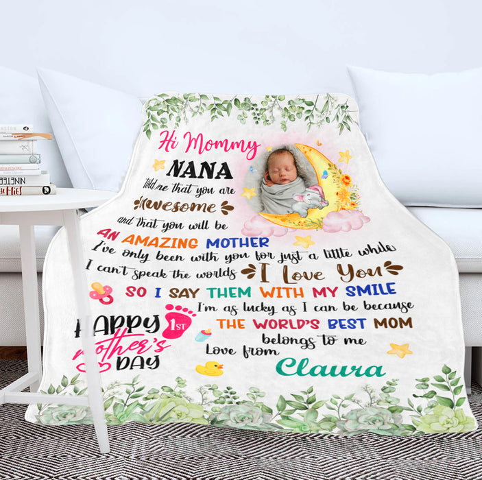 Personalized Blanket For New Mom Cute Elephant I've Only Been With You Custom Name Photo Gifts For First Mothers Day