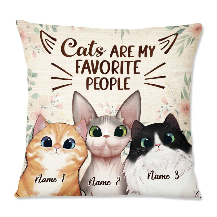 Personalized Square Pillow Gifts For Cat Lovers Cats Are My Favorite People Flower Custom Name Christmas Sofa Cushion