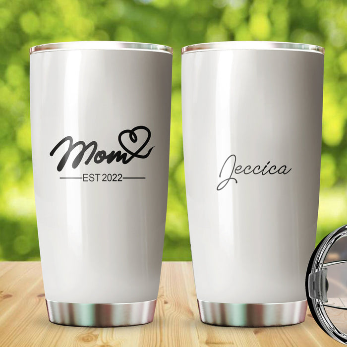 Personalized Tumbler To Mommy White Heart Cute Funny Gifts For Mom Custom Name Travel Cup For Birthday Christmas