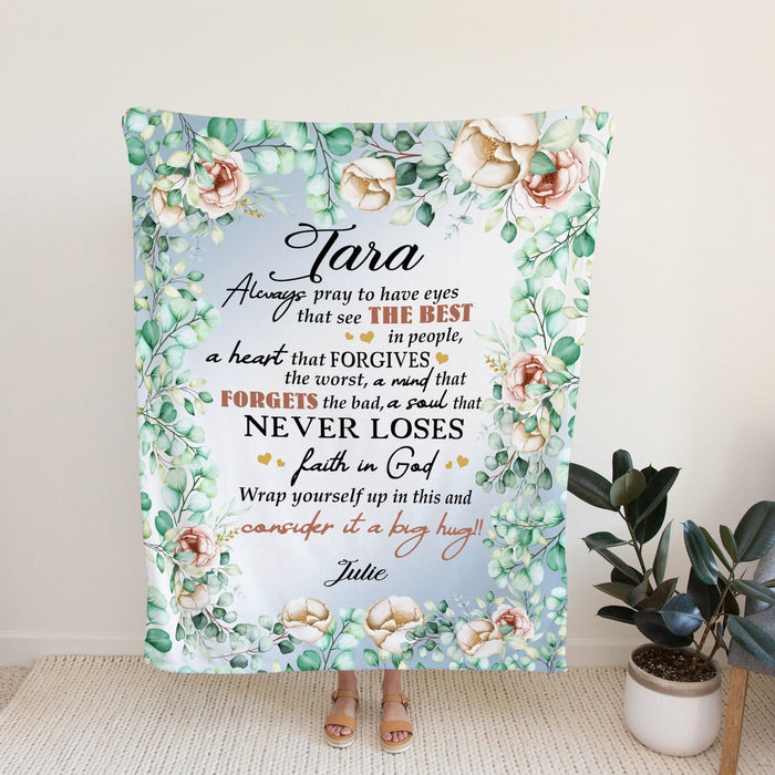 Personalized Lovely Fleece Blanket To Our Niece From Aunties Rustic Floral Pattern Design Prints Customized Names