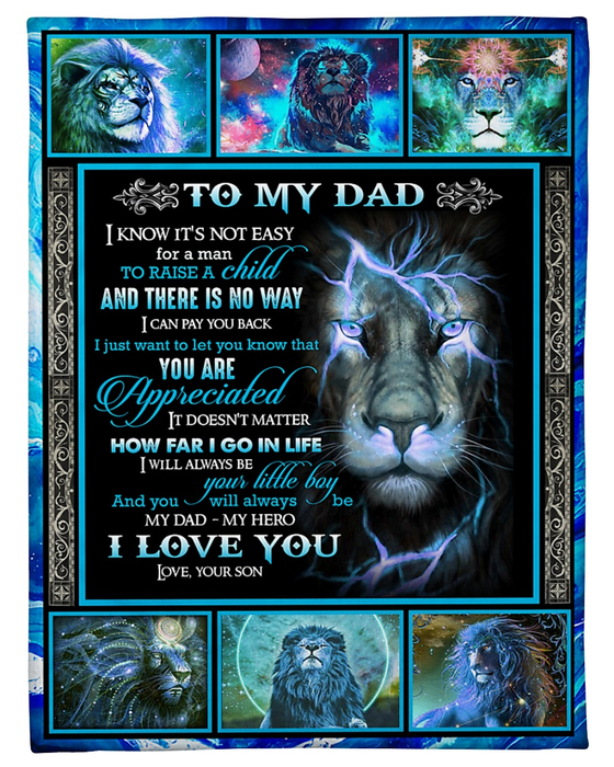 Personalized Blanket To My Dad From Son Always Be Your Little Boy Blue Thunder Lion Printed Custom Name