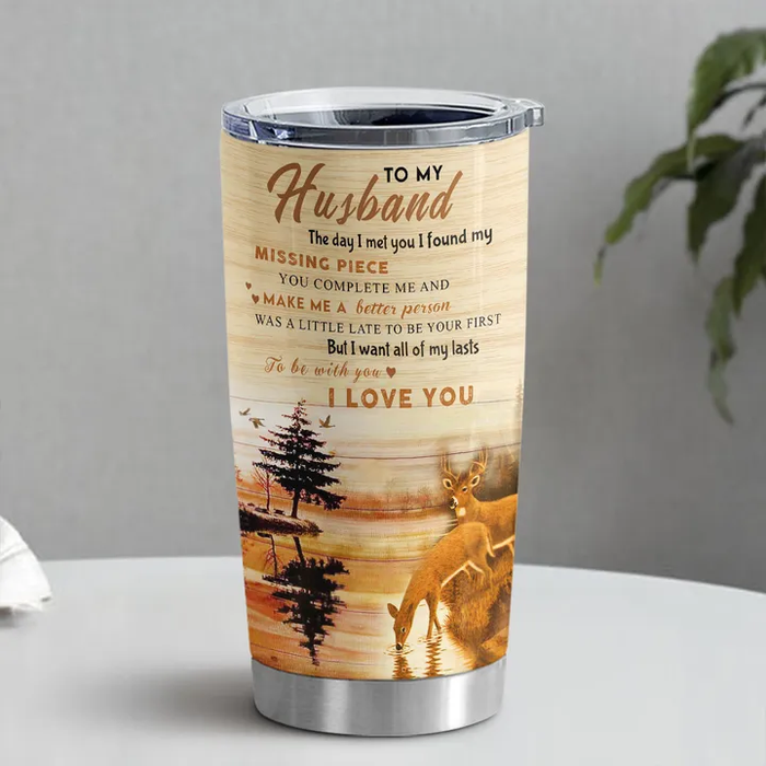 Personalized To My Husband Tumbler From Wife Deer Hunting The Day I Met You Custom Name Gifts For Anniversary Birthday