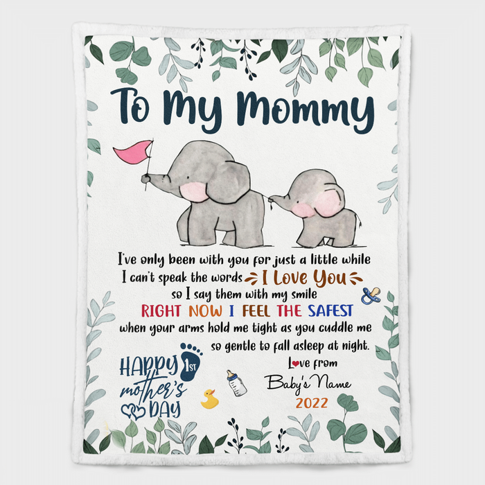Personalized Blanket For New Mom Right Now I Feel The Safest Elephant Custom Name Gifts For First Mothers Day Birthday
