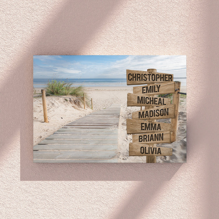 Personalized Canvas Wall Art Gifts For Family  Boardwalk To The Beach Street Signs Custom Name Poster Prints Wall Decor