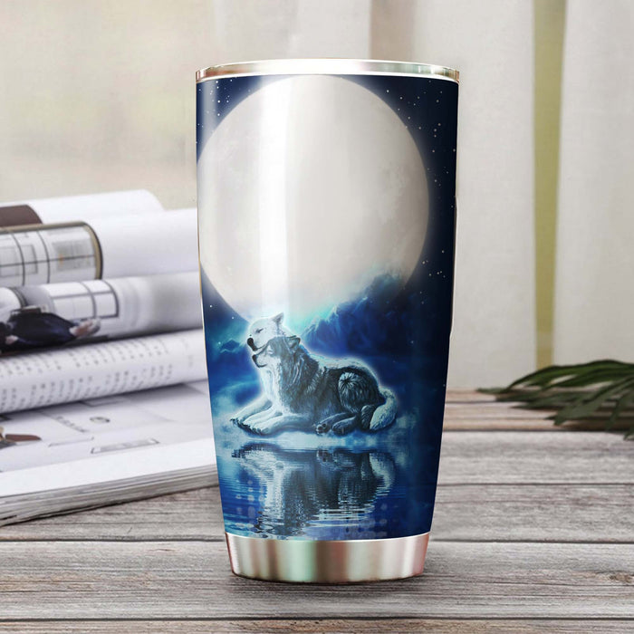 Personalized To My Husband Tumbler From Wife Wolf Moon Night I Love You With All My Heart Custom Name Gifts For Birthday