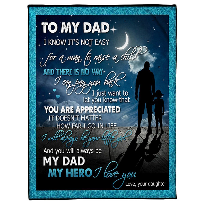 Personalized Fleece Blanket To My Dad Father & Daughter Under The Moon Sherpa Blankets Customized Name